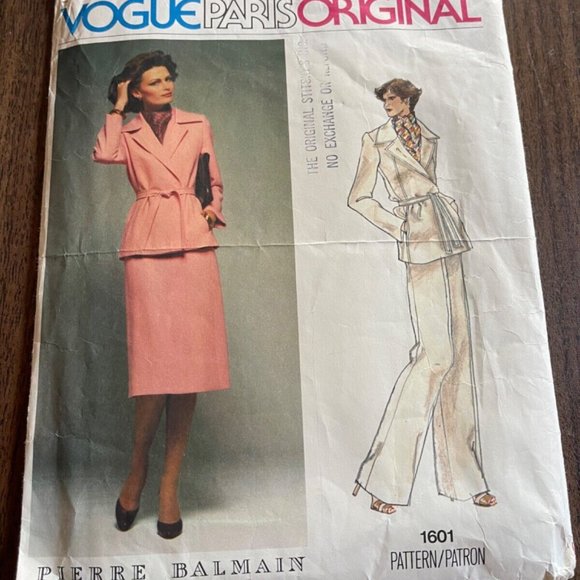 Vintage VOGUE Paris Sewing Pattern Suit 1601 Skirt Top Guy Laroche Size 14 - Picture 1 of 2